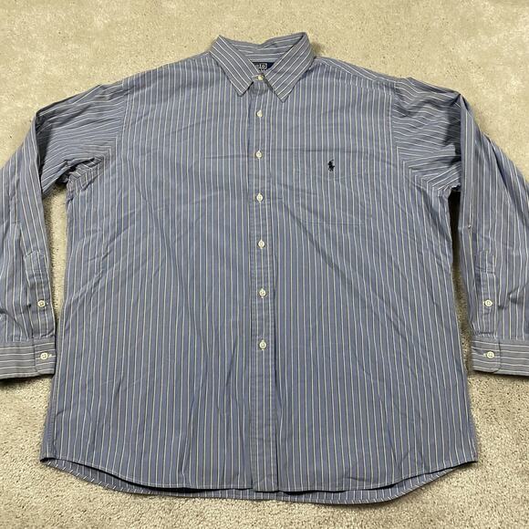 Polo Ralph Lauren Shirt Mens XL Blue Stripe Lowell Sport Classic Button Down - Picture 1 of 9